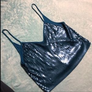 Sequined Blue Crop Top